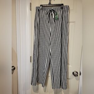 NWT Halara High Waisted Striped Wide Leg Pants - Black/White - Size XL